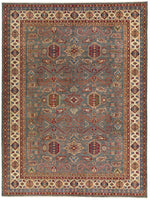 10x13 Gray and Ivory Kazak Tribal Rug