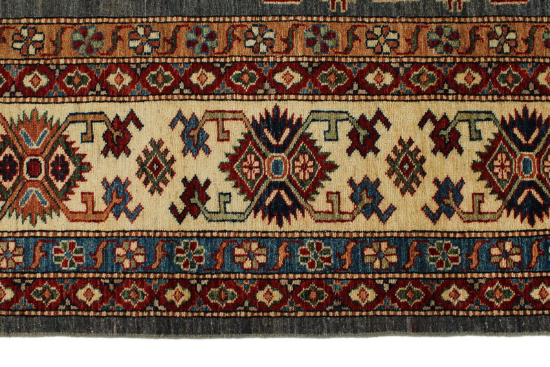 10x13 Gray and Ivory Kazak Tribal Rug