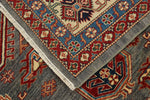 10x13 Gray and Ivory Kazak Tribal Rug