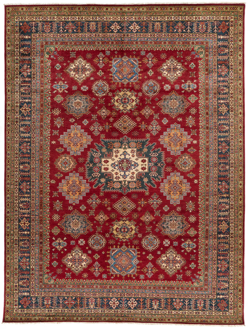 10x13 Red and Multicolor Kazak Tribal Rug