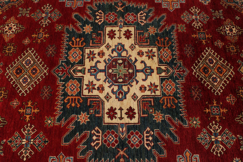 10x13 Red and Multicolor Kazak Tribal Rug