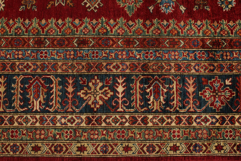 10x13 Red and Multicolor Kazak Tribal Rug