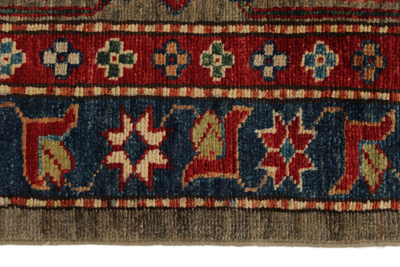 10x13 Light Brown and Multicolor Kazak Tribal Rug