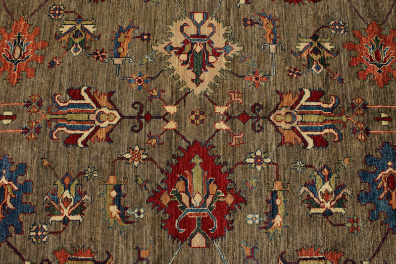 10x13 Light Brown and Multicolor Kazak Tribal Rug