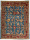 10x13 Blue and Red Kazak Tribal Rug