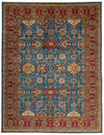 10x13 Blue and Red Kazak Tribal Rug