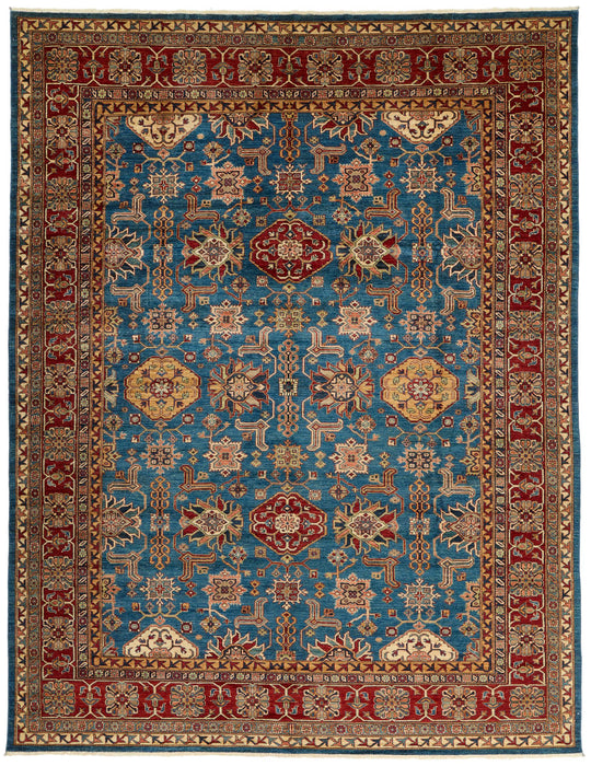 10x13 Blue and Red Kazak Tribal Rug