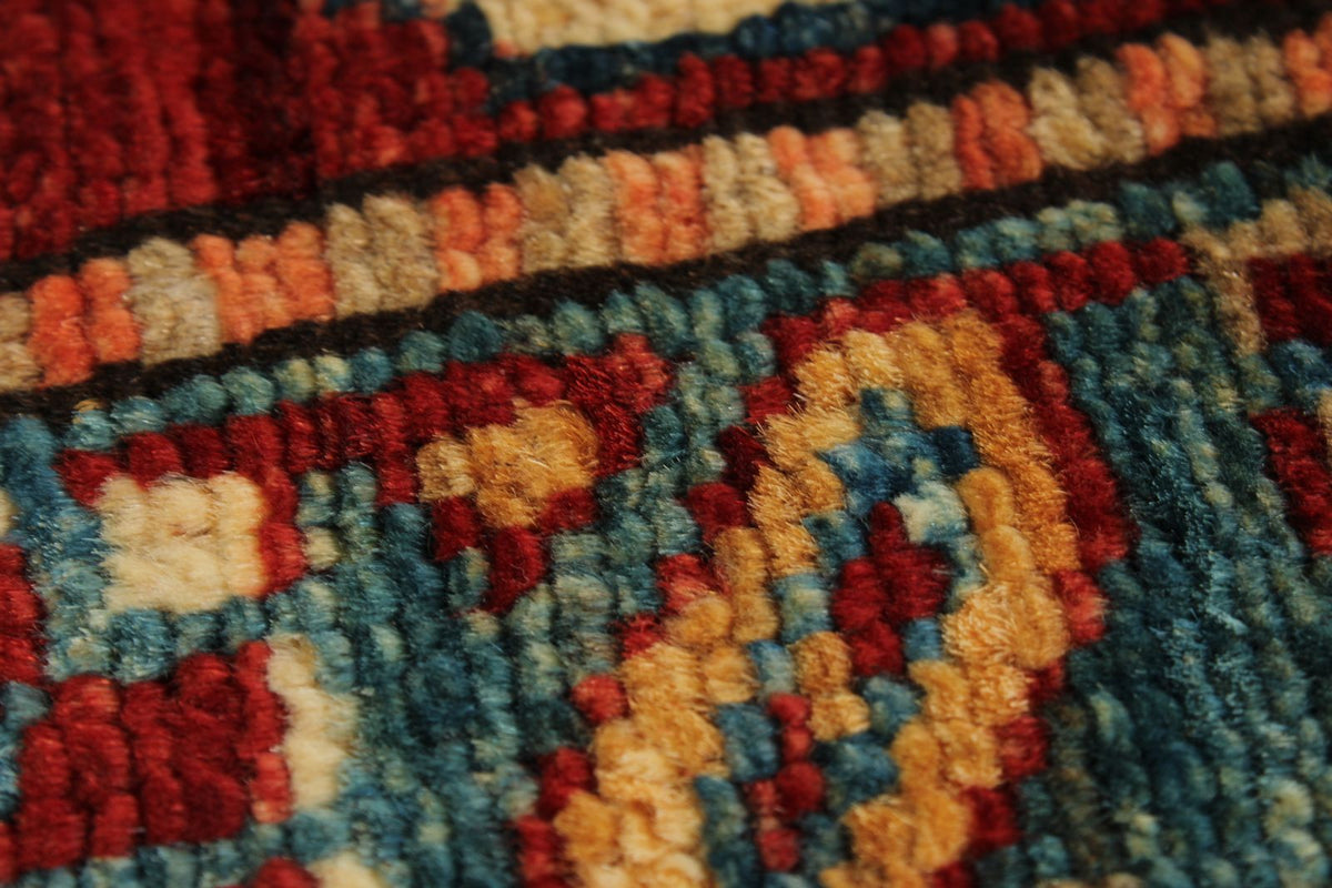 10x13 Blue and Red Kazak Tribal Rug