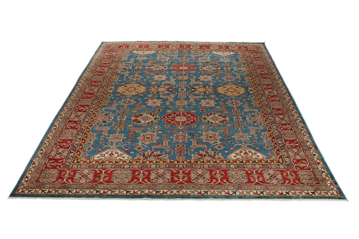 10x13 Blue and Red Kazak Tribal Rug