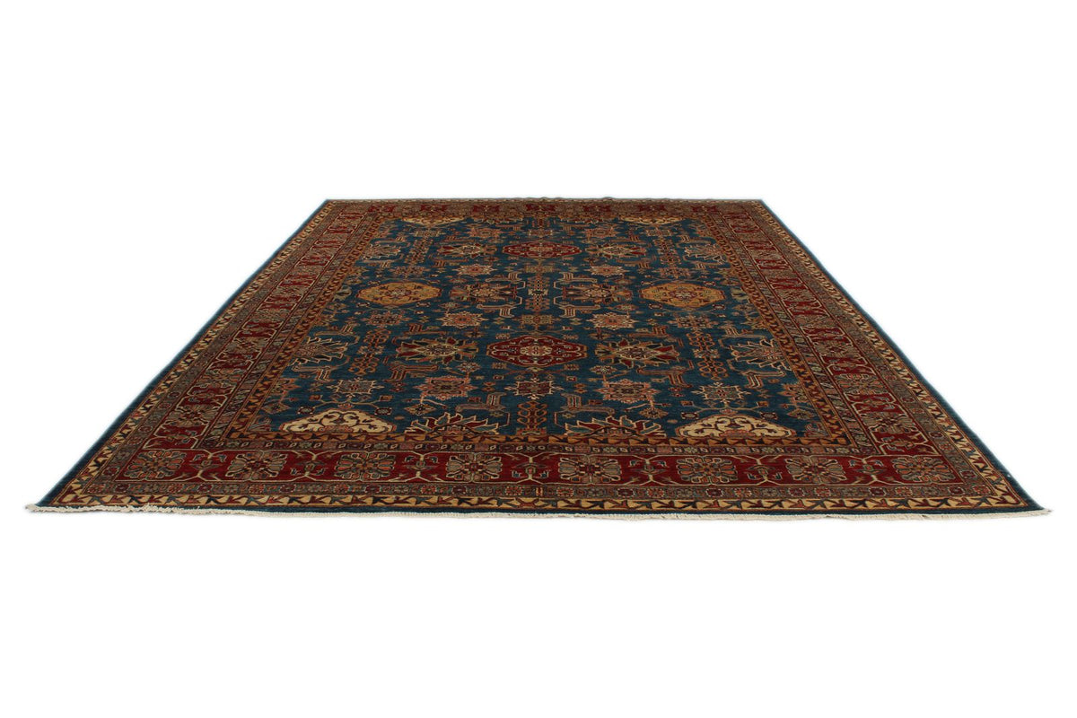 10x13 Blue and Red Kazak Tribal Rug