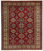 8x10 Red and Ivory Kazak Tribal Rug