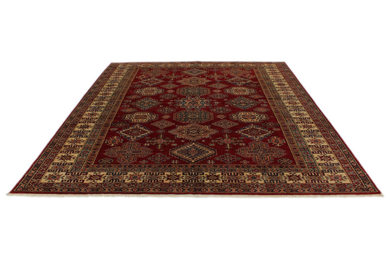 8x10 Red and Ivory Kazak Tribal Rug