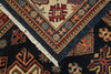 6x9 Navy and Beige Kazak Tribal Rug