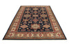 6x9 Navy and Beige Kazak Tribal Rug