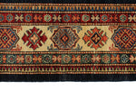 6x9 Navy and Beige Kazak Tribal Rug