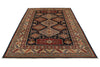 6x9 Navy and Beige Kazak Tribal Rug