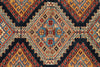 6x9 Navy and Beige Kazak Tribal Rug