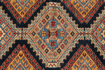 6x9 Navy and Beige Kazak Tribal Rug