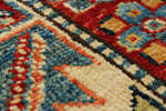 6x9 Navy and Beige Kazak Tribal Rug