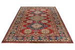 6x9 Red and Navy Kazak Tribal Rug