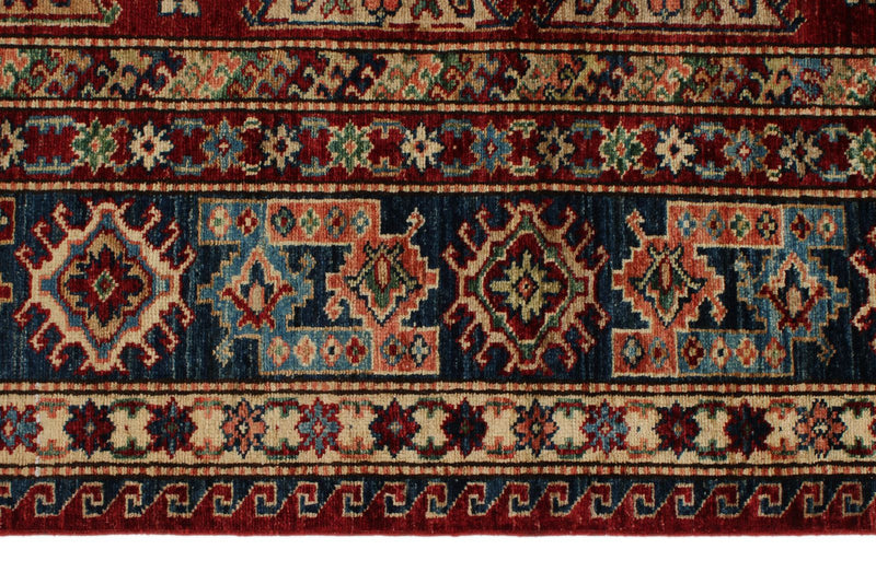 6x9 Red and Navy Kazak Tribal Rug