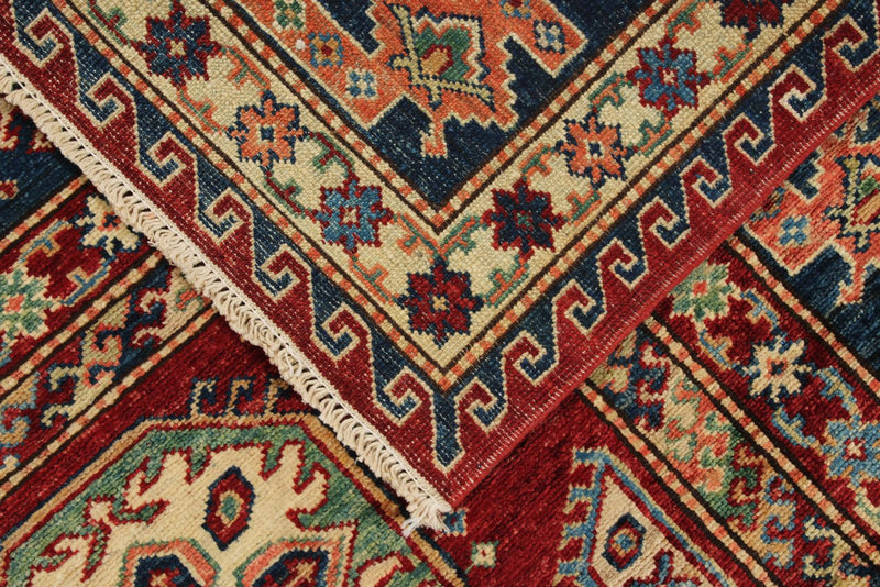 6x9 Red and Navy Kazak Tribal Rug