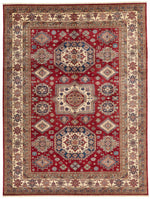 10x13 Red and Ivory Kazak Tribal Rug