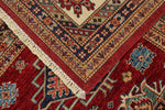 10x13 Red and Ivory Kazak Tribal Rug