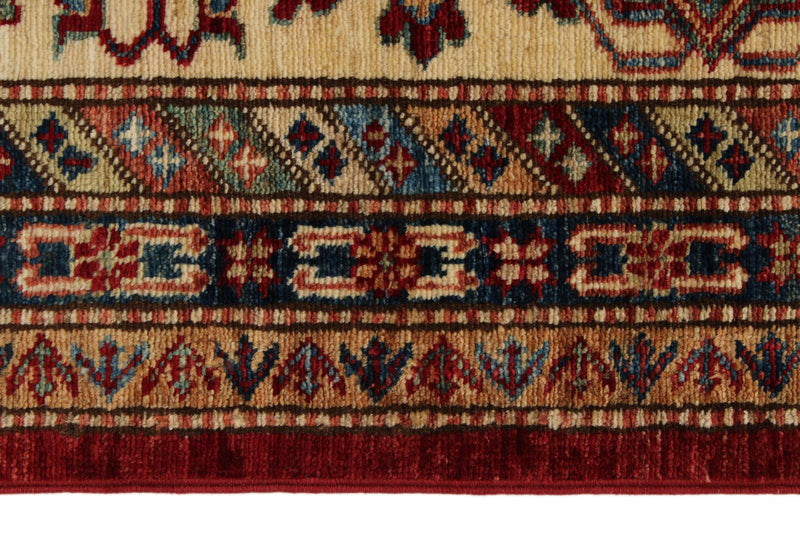 10x13 Red and Ivory Kazak Tribal Rug