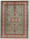 10x14 Green and Ivory Kazak Tribal Rug