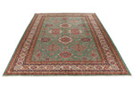 10x14 Green and Ivory Kazak Tribal Rug