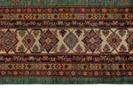 10x14 Green and Ivory Kazak Tribal Rug