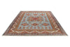 8x10 Blue and Ivory Kazak Tribal Rug