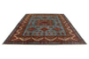8x10 Blue and Ivory Kazak Tribal Rug