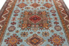 8x10 Blue and Ivory Kazak Tribal Rug