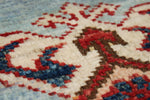 8x10 Blue and Ivory Kazak Tribal Rug