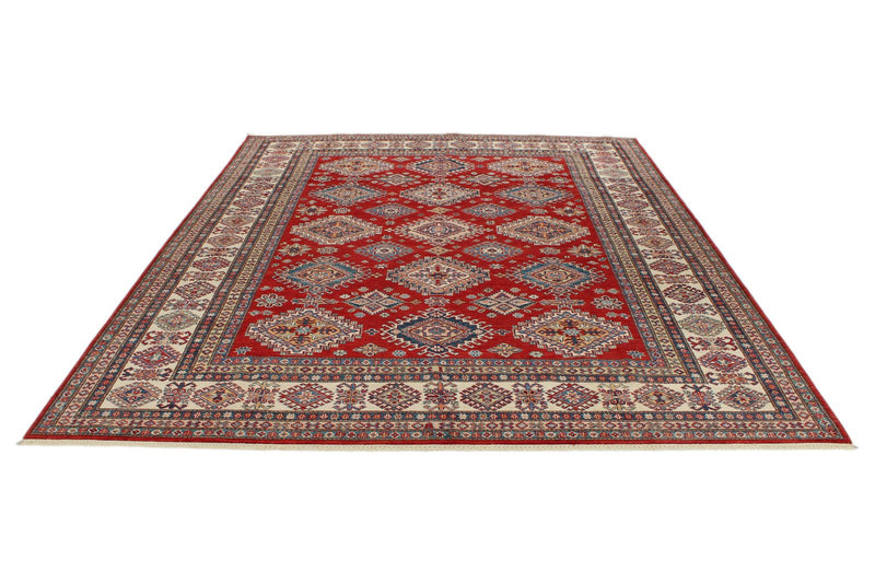 8x10 Red and Ivory Kazak Tribal Rug