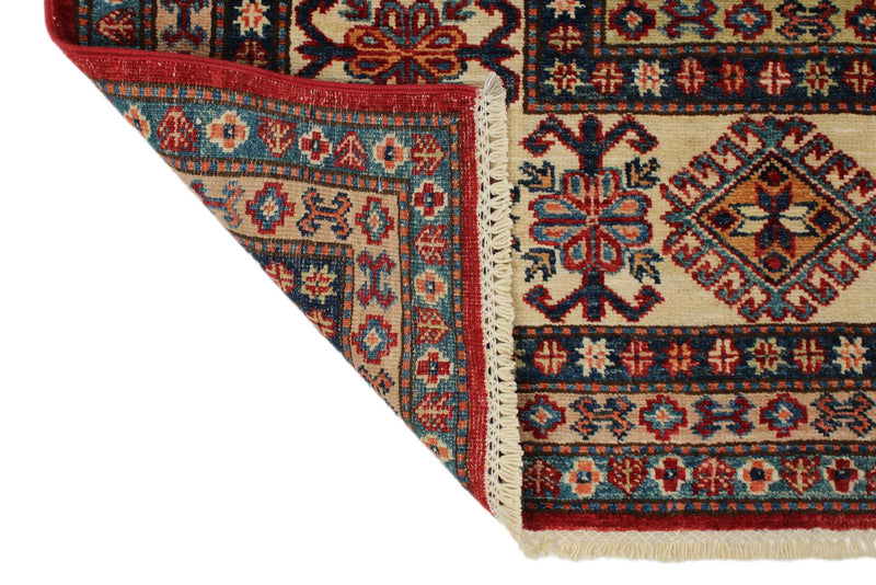 8x10 Red and Ivory Kazak Tribal Rug