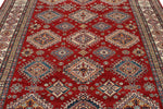 8x10 Red and Ivory Kazak Tribal Rug