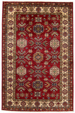 6x9 Red and Beige Kazak Tribal Rug