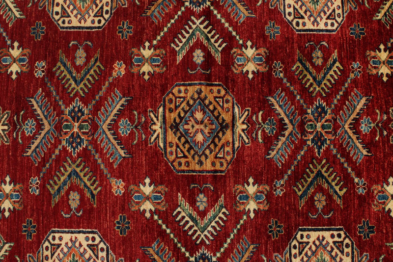 6x9 Red and Beige Kazak Tribal Rug