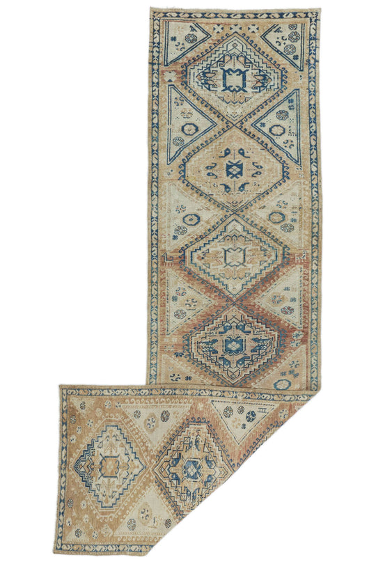 4x10 Rust and Blue Persian Tribal Runner