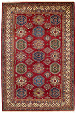 6x9 Red and Beige Kazak Tribal Rug