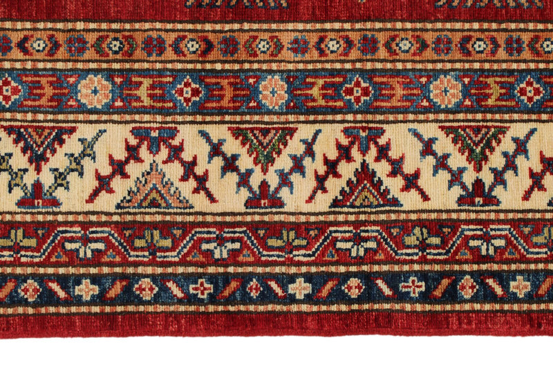 6x9 Red and Beige Kazak Tribal Rug