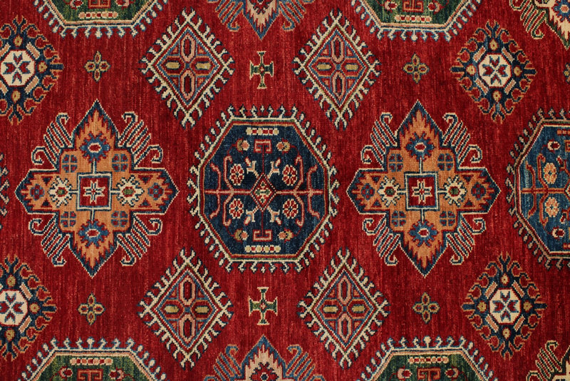 6x9 Red and Beige Kazak Tribal Rug