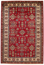 6x9 Red and Beige Kazak Tribal Rug