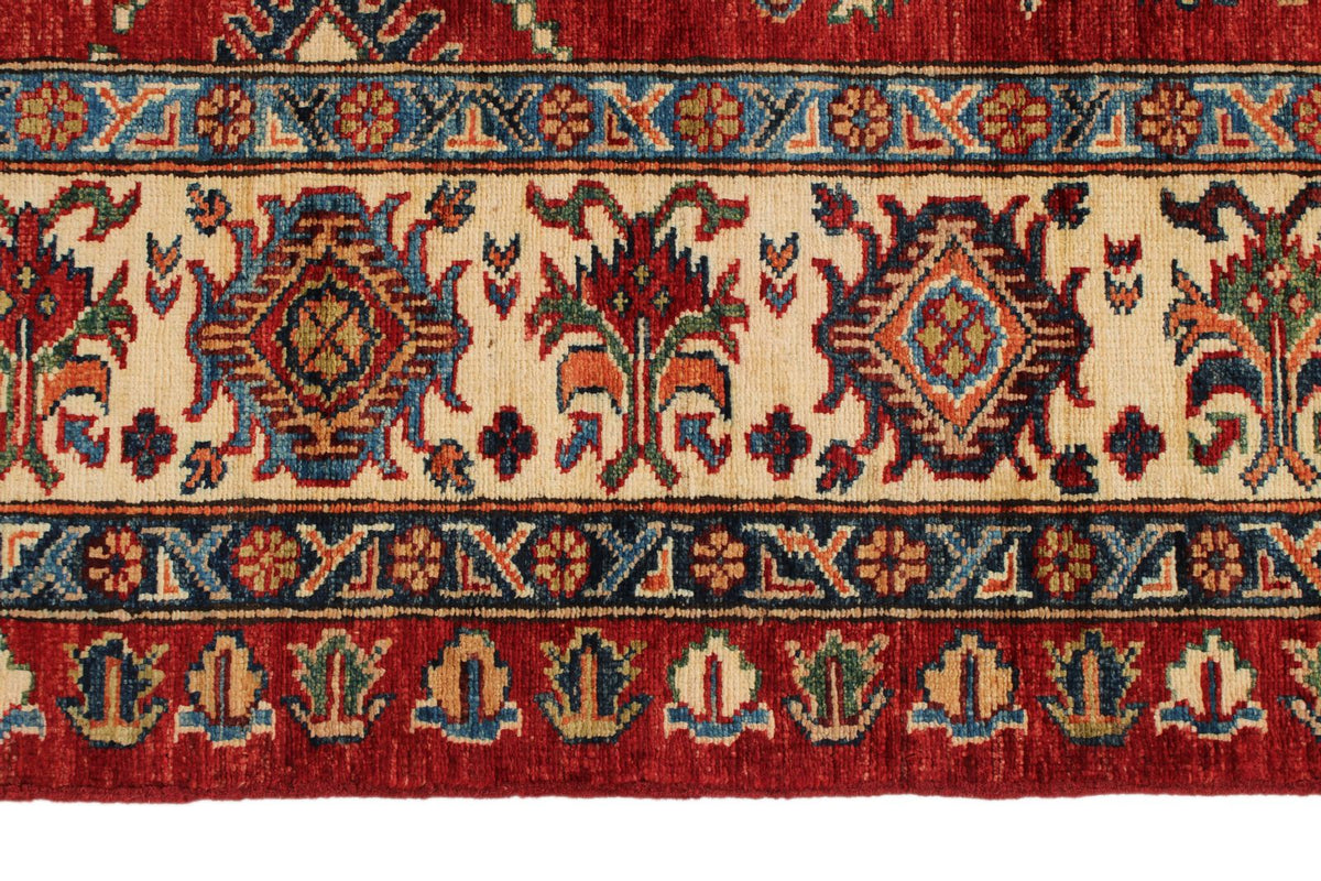 6x9 Red and Beige Kazak Tribal Rug