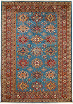 6x8 Light Blue and Red Kazak Tribal Rug