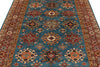 6x8 Light Blue and Red Kazak Tribal Rug