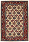 6x8 Beige and Red Kazak Tribal Rug